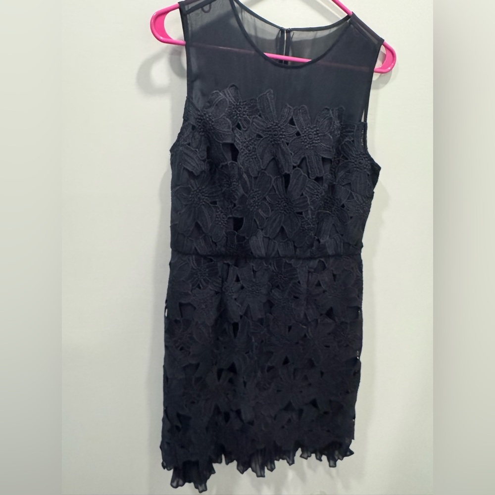 Adrianna papell navy lace and pleat dress